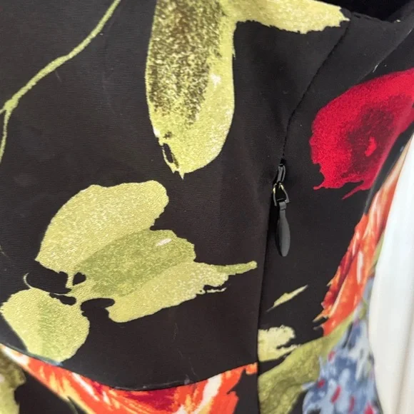 Tribal Vibrant Floral Maxi Dress - Black with Red and Orange - Picture 6 of 15